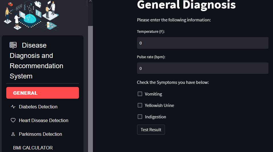 Disease Diagnosis and Recommendation System