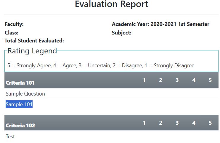 Evaluation Report