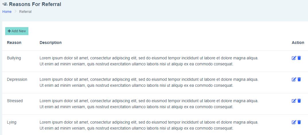 Student Referal  Reasons