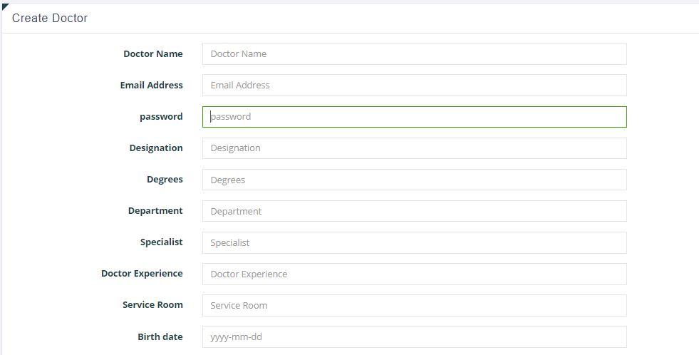 Doctor Registration form