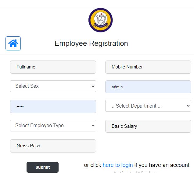 Employee Regitration Form