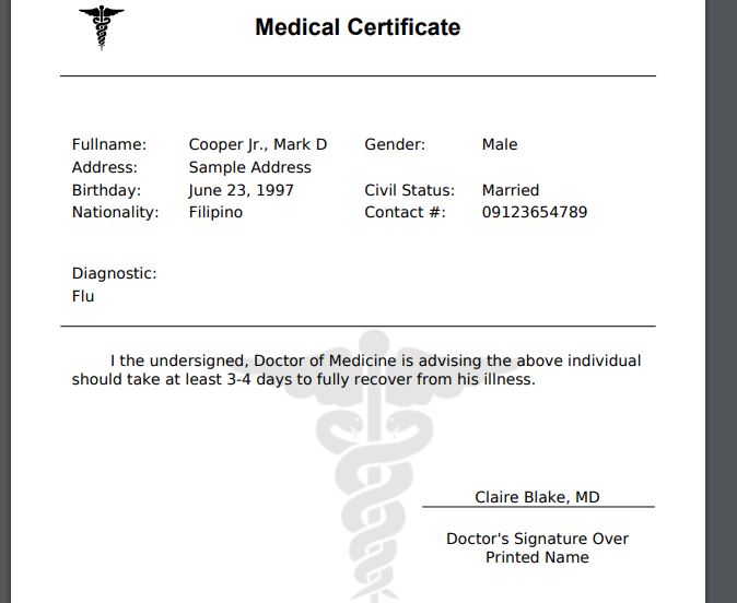 Sample Generated Cert